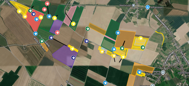 Digitale kaart die onder deelnemers werd verspreid. Met reeds gekende territoria en bijhorende informatie. Een nuttige en belangrijke tool om als deelnemer meteen op de hoogte te zijn van de actuele situatie ten velde.